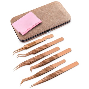 GEMSTONE ENTERPRISES Professional Customized Packaging Eyelash Tweezer Kit Stainless Steel Volume Lash Tweezers Custom Logo - Product Image 1