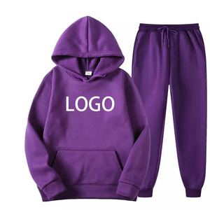 Conjunto Deportivo de Forro Polar para Hombre, Sudadera con Capucha y Pantalones de Color Sólido, Talla Grande, Ropa Casual de Otoño, Sudadera de Punto con Logotipo Personalizado - Product Image 3