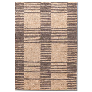 พรมปูพื้นลายเรขาคณิตสีเบจน้ำตาลถักด้วยมือจากเส้นใยป่านปอแบบเรียบสำหรับตกแต่งบ้านและห้องนั่งเล่น รุ่น PKJT-133 (Cs-01) - Product Image 1