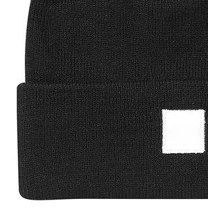 Texte personnalisé Nom Marque Logo Brodé Uni Noir Hiver Automne Saison Chaud 100% Acrylique Image Beanie Caps Fabricant - Product Image 2
