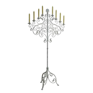 Candélabre en métal avec 5 bras patiné fini bougies faites à la main support d'éclairage à vendre décoration de fête la plus vendue - Product Image 4