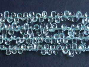 Briolette-piedra Natural para fabricación de joyas, piedra Natural, aguamarina, facetada, 6x8x9mm, tamaño 8 ", precio al por mayor - Product Image 2