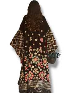 AWAIS HOUSE Plus Size Solid Ethnic Floor Length Long Sleeve Hand Beaded Lightweight Kaftan for Women-Wedding Party Evening Wear - Product Image 3