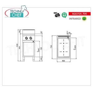 Cuisinière électrique avec 2 zones infrarouges encastrables, 6,4 kW - Product Image 1