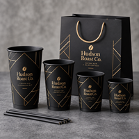Gobelets à café en papier personnalisés AT PACK avec logo et sacs en papier assortis pour les cafés, les restaurants, les emballages à emporter
