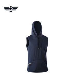 Wholesale Spring 2 Pcs Lightweight Pullover Hooded Tank Top Unisex Custom Design <b>Sleeveless</b> <b>Hoodie</b> Kangaroo Pocket 100% Cotton - Product Image 1