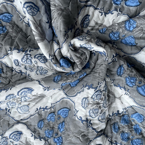 Edredón de algodón con estampado de Jaipuri, colcha de algodón de alta calidad, Reversible, hecha a mano, color rosa - Product Image 1