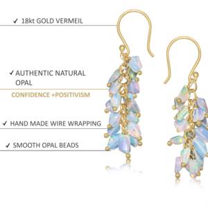 Boucles d'oreilles à la mode en argent Sterling 925 naturel blanc opale perle grappe goutte pierre de naissance accessoire de fête élégant cadeau pour femmes - Product Image 4