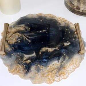 Plateau chargeur en résine unique couleur émail couleurs vives Durable fait à la main 100 pièces quantité minimale de commande pour servir des apéritifs Desserts frais - Product Image 6