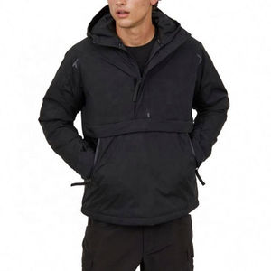 Chaqueta Cortavientos Anorak Formal de Invierno para Hombre, Estilo 2026, Color Negro, Lisa, Transpirable, de Primera Calidad, con Capucha y Logotipo Frontal - Product Image 1