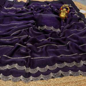 Buena calidad Crush Space Silk con Jarkhan Work Saree mujer moda fabricante y proveedor de la India al precio más bajo - Product Image 3