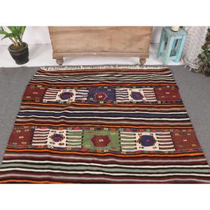 Turkish Large Rug, 4.9x9.3 ft Vintage Rug, <b>Brown</b> Persian <b>Wool</b> Rug - Product Image 3