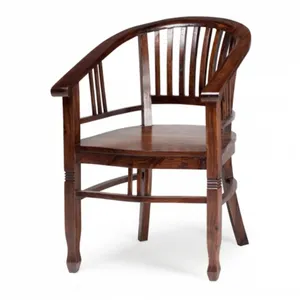 Penjualan Terbaik Desain Modern baru kursi makan kayu mangga Solid dengan lengan tahan lama dan sandaran punggung untuk rumah, Hotel dan restoran