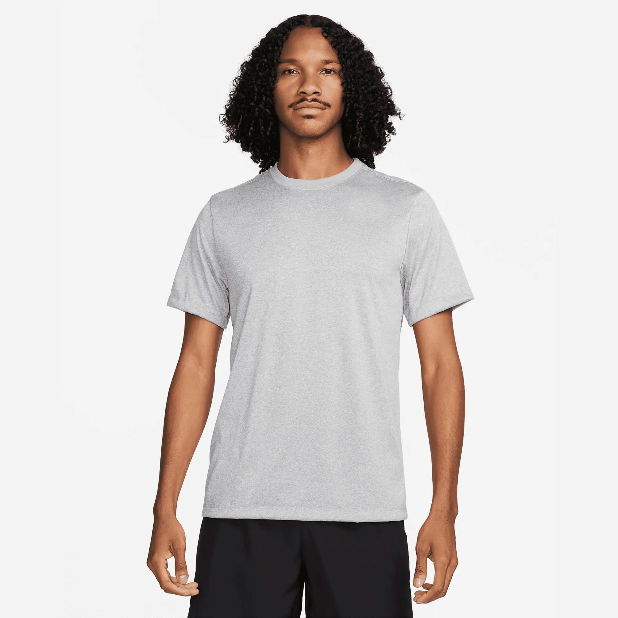 Herren XL Fitness-T-Shirt 100 % Polyester Überwurfgrau Jersey Stoff entspannte Standard-Anpassung mit geripptem Nackenband Druckmuster