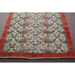 Turkish Rug, Large 5,2x9,1 ft Vintage Rug, <b>Red</b> Striped <b>Wool</b> Rug - Product Image 5