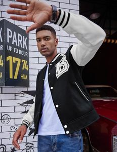 Chaquetas universitarias OEM para hombres y mujeres, chaquetas bomber con letras bordadas personalizadas, chaquetas de moda para equipos universitarios al por mayor - Product Image 1