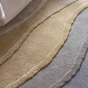 Tapis en laine touffeté rond fait à la main de haute qualité avec motif abstrait Pile coupée en boucle pour un usage domestique commercial pour les hôtels de salons - Product Image 2