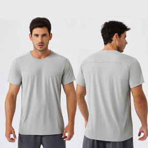 T-shirt de sport en soie glacée pour homme, printemps/été, séchage rapide, respirant, col rond, haut de course - Product Image 2
