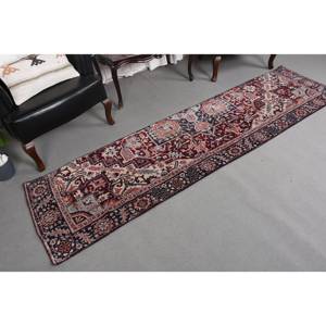 Alfombra extragrande vintage turca con rayas rojas y azules, 24x9 pies - Product Image 3