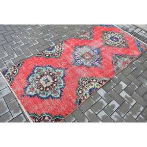 Tapis vintage 3,3x7,3 pi (100x221 cm), tapis turc rouge du sud-ouest - Product Image 2