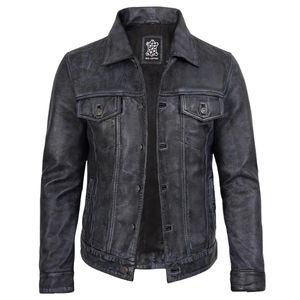 Premium Men's <b>Winter</b> <b>Leather</b> <b>Jacket</b> Casual Outerwear Stand Collar Stylish Smooth Design Eco-Friendly Waterproof Breathable - Product Image 3