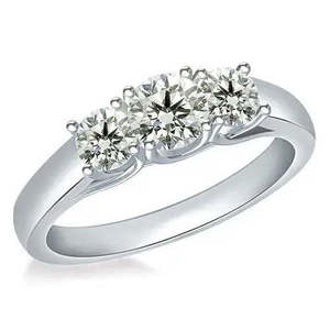 AAA+ Quality 3 Stone 2.51 Ct Vvs1 Near <b>White</b> <b>Round</b> Moissanite Diamond Wedding 925 Silver Ring Cus-Jew40 - Product Image 1