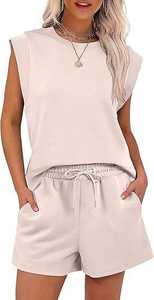 Vente en usine, ensemble décontracté d'été, ensemble short à manches courtes confortable et ample pour les femmes - Product Image 1