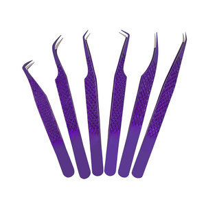 Pince à épiler d'extension de cils de volume de service OEM Logo personnalisé Top vente pince à épiler en diamant violet faite au Pakistan - Product Image 1