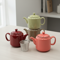 Meilleure Vente 3460446A-1.0 Théière en Céramique Porcelaine Résistante à la Chaleur avec Poignée, Versement Fluide, Compatible Micro-ondes et Lave-vaisselle, 1L