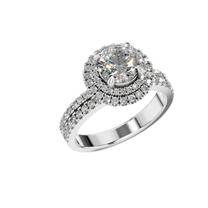 Anillo de compromiso de oro macizo de 14K con doble Halo, Diamante cultivado en laboratorio Original, joyería chapada en rodio personalizada, aniversarios, venta al por mayor - Product Image 5