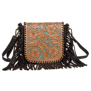 Nouvel Arrivage : Mini Sac Bandoulière en Cuir de Vachette avec Franges, Style Bohème Western, Motif Unique, Fait Main - Product Image 1