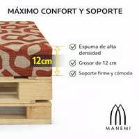 Ensemble de coussins de palettes d'extérieur Manemi 120x80 + 120x50 cm, résistants à l'eau, motif géométrique, toutes saisons, amovibles et lavables