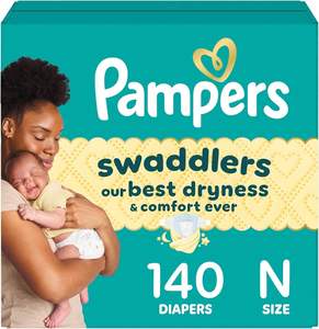 Couches Pampers Swaddlers, taille 0 (jusqu'à 4,5 kg), 140 unités, absorbantes, gardent bébé au sec et confortable, jetables et respectueuses de la peau - Product Image 6