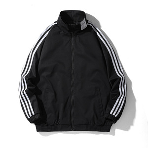 Blouson Bomber Homme Haute Qualité à Manches Longues, Col Montant en Laine, Coupe-Vent Rayé, Hiver, Grande Taille, Imperméable et Respirant - Product Image 6