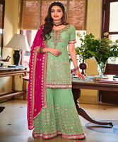 Salwar Kameez de Algodón Semisellado con Bordado Multicolor, Ropa India para Mujer, Precio de Mayoreo, Talla Única