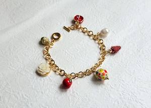 Bracelet à breloques fruits printemps été perle d'eau douce fermoir à bascule en argent sterling 925 plaqué or 14 carats cadeau pour elle - Product Image 6