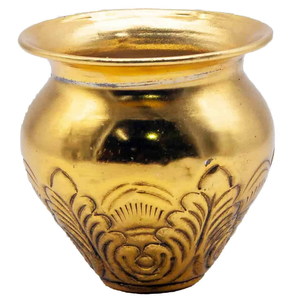 Lota de Latón Puro Vintage de Alta Calidad con Grabado y Acabado Pulido para Uso en la Cocina, Artículo de Cocina Árabe Antiguo Lutiya - Product Image 3