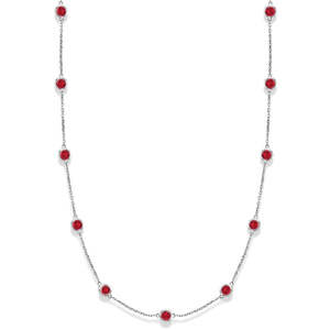 Collar con Rubíes por Yarda, Oro Blanco de 14k, 2.25ct, Engaste de Bisel, Accesorio de Moda - Product Image 5