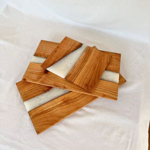 Vaisselle décorative rectangulaire en bois massif véritable naturel, plateau de service à fruits, plateau de service à café, plateau de service à café - Product Image 1