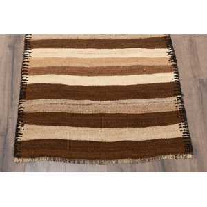 พรมวินเทจสไตล์ตุรกีขนาด 2.7x11.7 ฟุต ลายจุดสีน้ำตาล ทำจากขนสัตว์ - Product Image 2