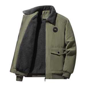 OEM Windproof Casual <b>Men</b> Cotton Puffer Varsity <b>Jacket</b> Wholesale Custom Winter Warm Thick Solid Color Canvas Front <b>Fur</b> Collar - Product Image 2