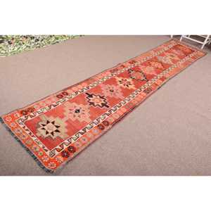 พรมเฮอร์กีตุรกี ขนาด 2.6x12.1 ฟุต (79x370 ซม.) ลายต้นไม้สีส้ม สไตล์วินเทจ - Product Image 2