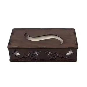 Porte-serviettes de boîte à mouchoirs en bois blanc et bleu avec conception d'impression d'autocollant Logo personnalisé pour l'utilisation de table de restaurant et d'hôtel - Product Image 2