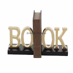 Serre-livres verticaux faits en métal résistant enduit de poudre noire de couleur avec la conception unique de fantaisie plaquée par or de haute catégorie dans le meilleur prix - Product Image 2