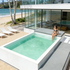Piscine hors sol avec transat pour balcon, terrasse extérieure, petit jardin, en acrylique, avec couverture et échelle - Product Image 6