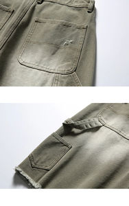 กางเกงขาสั้นผู้ชายแบบลำลองระบายอากาศได้ดีแนวสตรีทใส่สบายกางเกงขาสั้นผ้าฝ้ายปรับแต่งได้สำหรับผู้ชายผ้าเดนิม - Product Image 3