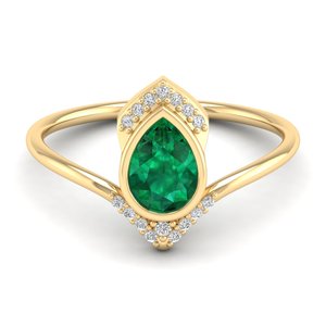 Anillos de Compromiso REYES, Gran Venta, Oro Sólido de 14K y 18K, Corte Pera, Gema Esmeralda de 0.75 Ct con Moissanita, Joyería de Lujo para Mujer - Product Image 6