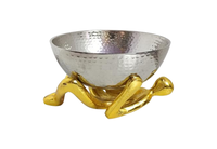 Bol de service de nourriture de décoration de dessus de table en métal d'aluminium argenté durable fait à la main pour manger à la maison pour les dates chocolat sec 50pcs