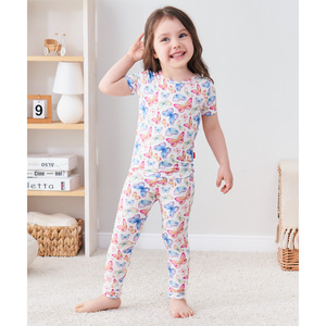 Pyjama en bambou tricoté à manches courtes pour tout-petits, style estival doux, vêtements de nuit personnalisés en bambou - Product Image 4