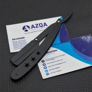 Navaja de Afeitar Profesional de Acero Inoxidable, Navaja de Afeitar Plegable para Barbería, Mango Negro, Hoja Reemplazable - Product Image 5